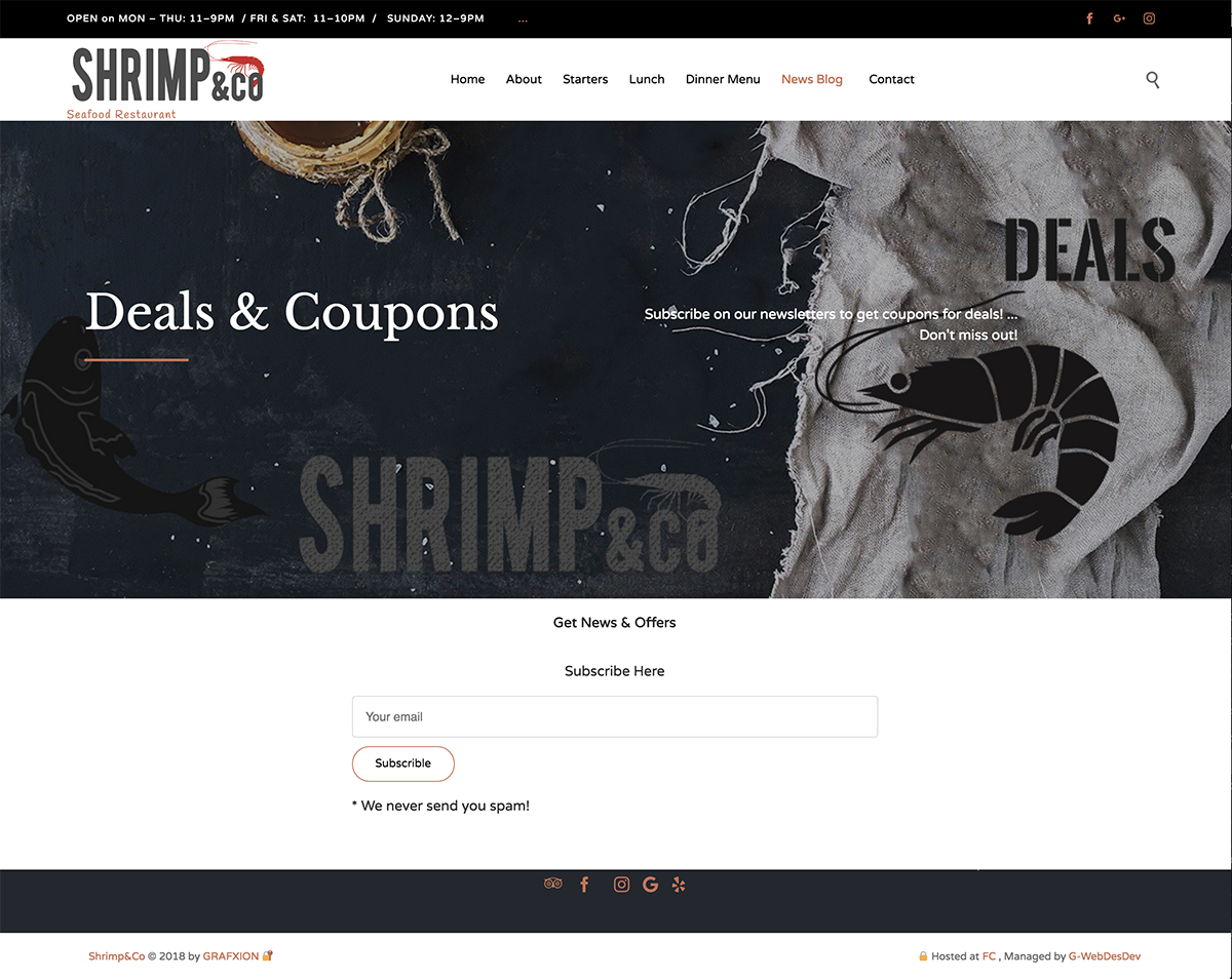 Subscribe to Shrimp & Co Email List